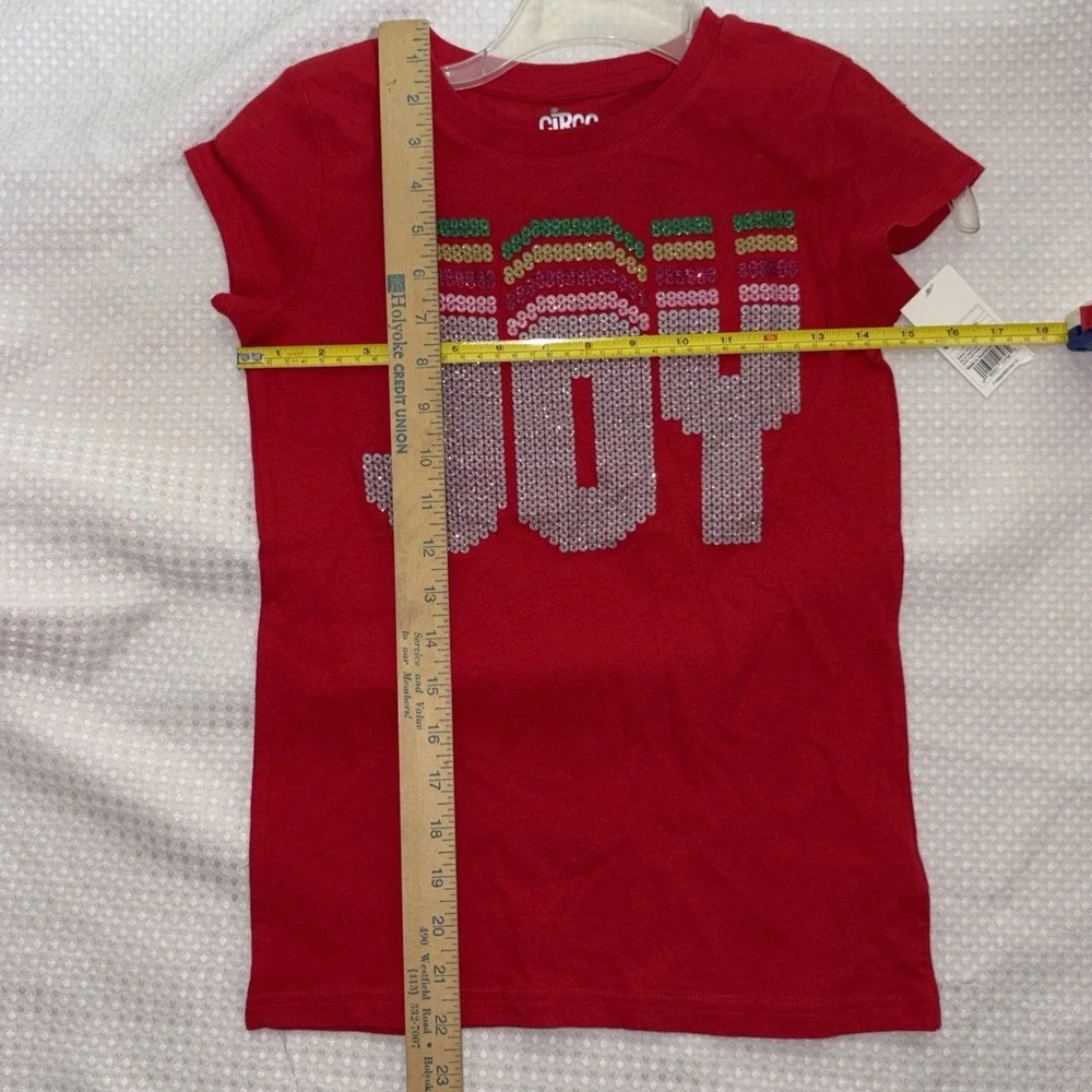 NEW NWT Christmas Joy T-shirt L‎ (10-12) Red Girls Tee Shirt Top